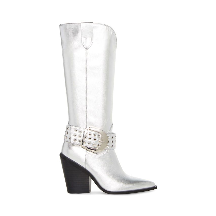 Silver Steve Madden Lennon Women\'s High Boots | PH 1962KJH